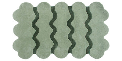 sculpted edge hand tufted wool rug in green